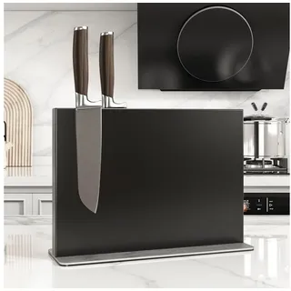 LuxusKollektion Magnet-Messerblock Magnetischer Messerblock Edelstahl Schwarz 30cm