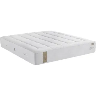 Boxspringmatratze Allure Sicilia H4, Creme, Textil, H4, 5-Zonen, Höhe ca. 31 cm, Füllung: Seide, 90x200 cm, ISO 9001, Textiles Vertrauen - Oeko-Tex®, DIN EN ISO 14001, Made in Turkey, Über- und Sondergrößen erhältlich, Ober- Unterseite versteppt, klimatisierte Belüftungskanäle, optimale Belüftung, für verstellbare Lattenroste geeignet, Tragegriffe, atmungsaktiv, Sitzkantenverstärkung, schadstoffgeprüft, aktive Schulterzone, alternative Größen orthopädische Matratze, Matratzenklasse Gold, Schlafzimmer,
