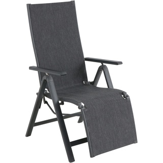 Tarrington House Liegestuhl Antwerpen, Aluminium / Stahl / Textilehne,  60 x 76 x 110 cm, klappbar, verstellbare Rückenlehne und Fußstütze, schwarz