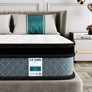 Crystli Matratze 120x200 7-Zonen Hybridmatratze für Druckentlastung und kühleren Schlaf Federkernmatratze, Härtegrad H3 mit exzellenter Punktelastizität, Matratzen Höhe 25 cm