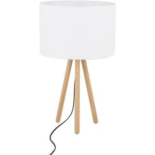 Tischleuchte Tischlampe Dreibein Holz Stoff 46 cm klein Natur Skandinavisch E27