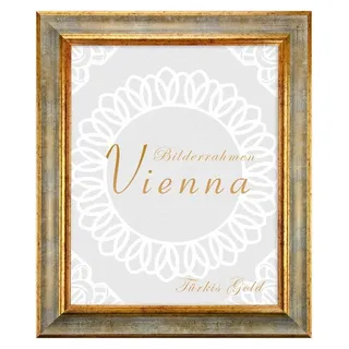 Einzelrahmen Bilderrahmen Vienna, (1 Stück), 45x60 cm, Türkis Gold, Holz grün 45 cm x 60 cm