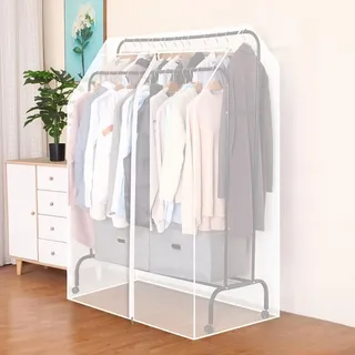 Doppelte Kleiderstange für Kleiderstange, breiter Staubschutz, Kleiderständer mit Reißverschluss, für Schlafzimmer, Geschäft, Büro, 152 cm große Abdeckung zum Aufhängen (100 x 150 x 75 cm,
