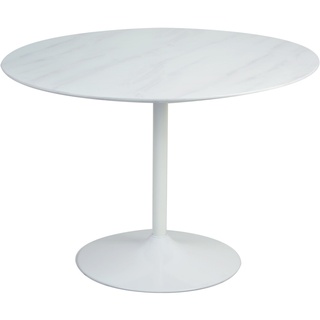 SalesFever Tisch rund foliert in Marmoroptik Ø 110 cm - Weiß - Holzwerkstoff/ - 110