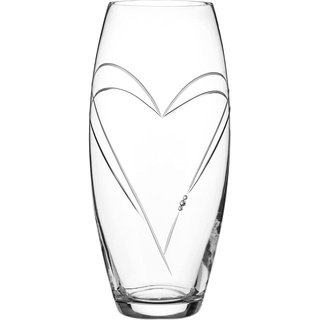DIAMANTE Vase, Herz im Herz, handgeschliffen, Swarovski-Kristalle, 30 cm