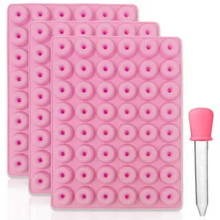 mixed24 Donutform 3x Silikon Mini Donut Backform inkl. Pipette, (6-tlg), Donutform geeignet für Hundeleckerlis, Hundekekse, Süßigkeiten