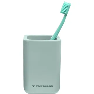 TOM TAILOR Zahnputzbecher, hochwertiger Becher für Zahnbürste und Zahnpasta, Zahnbürstenhalter aus langlebigem Kunststoff, stilvolle Deko fürs Badezimmer, Sage