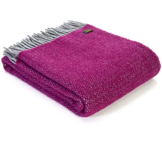 Tweedmill Textiles Illusion Kniedecke, 100 % reine Schurwolle, hergestellt in Großbritannien, Grau / Silber / Traube
