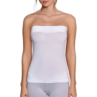 VEDATS Damen Modal Strapless Bandeau Tube Top Bustier Trägerlos Schulterfrei (S/M, Weiß) - S-M