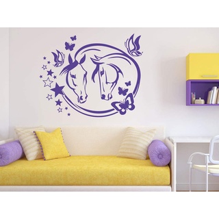 GRAZDesign Wandtattoo Pferde Pferdeköpfe für Mädchenzimmer, Wandsticker Kinderzimmer Mädchen - 71x57cm / 043 lavendel