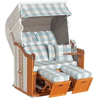 SUNNY SMART Strandkorb »Rustikal 255 Plus«, BxHxT: 125 x 160 x 90 cm, Halblieger, weiß/natur - weiss