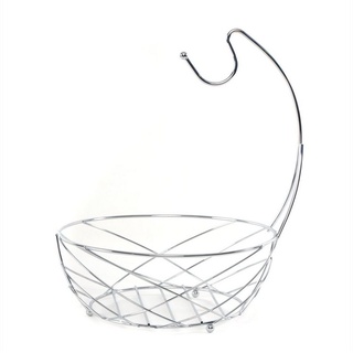 DESIGN DELIGHTS Obstschale »METALL OBSTKORB "FRESH", Ø 25 cm, mit Bananenhake« silberfarben