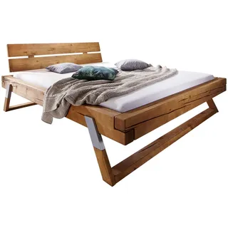 G+K Massivholzbett BE-0276 180 x 200 cm Holz Braun Kiefer
