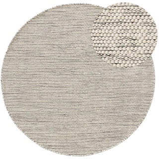 benuta Pure Wollteppich Rocco Beige/Schwarz ø 100 cm rund - Naturfaserteppich aus Wolle