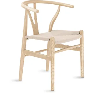 Tomile CH24 Wishbone Stuhl mit Armlehnen, Esszimmerstuhl aus Massivholz, Hans Wegner MCM Esszimmerstühle, Mid-Century Modern Stühle für Esszimmer & Küche (Esche - Natur)