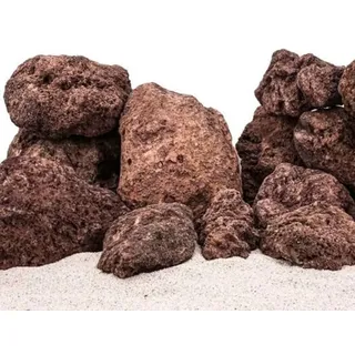 AquaOne Aquarium Steine Rote Lavasteine I Natursteine Lava Gr.M 1 Stück 0,3-1,5kg I Aquascaping Gestein für Tank I Lavagestein Dekoration Aquascape Deko