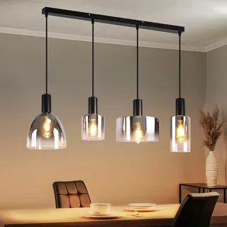 CBJKTX Pendelleuchte Esstisch Hängelampe 4 Flammig Hängeleuchte Vintage | Glas Esszimmerlampe Hängend E27 Retro Pendellampe Höhenverstellbar für küche Wohnzimmer Esszimmer (ohne Leuchtmittel)
