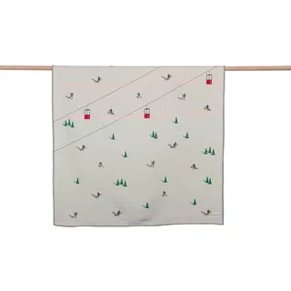 Plaid Decke Flanelldecke Skigaudi Skipiste 140 x 200 cm, DAVID FUSSENEGGER beige