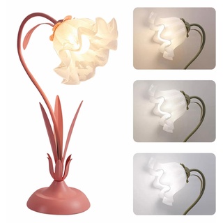 Umikk Grüne Blumen-Tischlampe, Vintage Tischlampen Blumenform Metall Blatt mit Lampenschirm Nachttischlampe, Moderne Blumenform Dimmbare LED Tischlampe, Schlafzimmer,Wohnzimmer,Arbeitszimmer