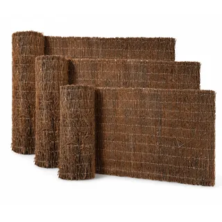 Floordirekt Heidekrautmatte 100 x 300 cm - Sichtschutz, Windfang & Dekoration für Garten, Balkon & Terrasse - Naturprodukt - wetterfeste Sichtschutzmatte, Sichtschutzzaun, Weidenmatte