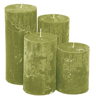 Rustikale Kerzen, grün, abgestuft, 4 Stück
