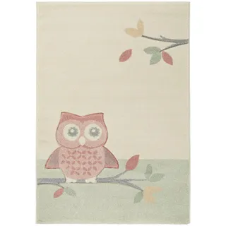 benuta Kinderteppich Justin Eule Beige/Pink 80x150 cm | Teppich für Spiel- und Kinderzimmer