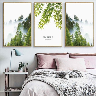 Nicole Knupfer 3-teiliges Poster-Set, Grüne Blätter Bilder Kunstdruck Wandbilder Dekoration für Wohnzimmer Schlafzimmer Modern Fine Art (ohne Rahmen) (A,40x60cm)