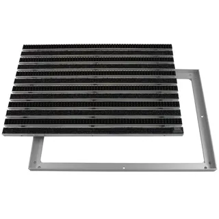 EMCO Eingangsmatte DIPLOMAT + Rahmen 25mm Aluminium 60x40cm Rips Anthrazit + Bürsten Schwarz