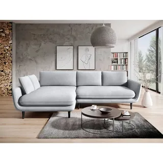 DOMO-HOME Ecksofa mit Schlaffunktion SOLANO – Elegantes Skandinavisches Ecksofa 260x167cm| Bettkasten und Holzbeinen für Komfort und Stil | Hoch... - Weiß