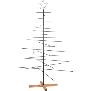 Metall Weihnachtsbaum 180cm von FairyTrees, Metalltanne schwarz, Christbaum mit Holzständer
