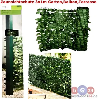 Zaunsichtschutz 3x1m Sichtschutz Balkon Windschutz Efeu Blatt Blätter Optik Zaun