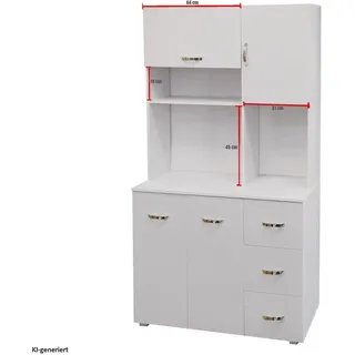 Hti-Living Küchenschrank Weiß Blanca 100 x 180 x 40 cm Weiß
