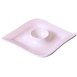 Schillerbach Eierbecher Weiß modern, Eierbecher Halter, Eierbecher Porzellan weiß mit Ablage