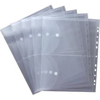Kranholdt 2 Dokumententaschen A5 auf A4 quer / 5 Stück/transparent klar - Dokumentenmappe zum Abheften mit EURO-Lochung, Abheftrand, Klappe und Klettverschluss