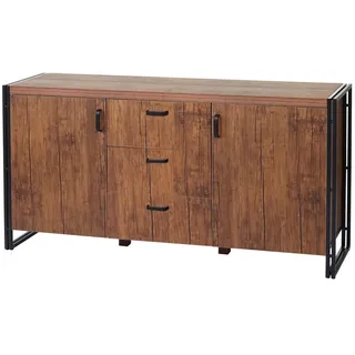 MCW Sideboard MCW-A27, Kommode Schrank, 3D-Struktur 2 Staufächer 80x160x40cm MVG-zertifiziert MDF Metall ~ Wildeiche-Optik
