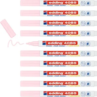 edding 4085 Kreidemarker - pastel-rosa - 10 Kreidestifte - Rundspitze 1-2 mm - dünner Kreidestift für Tafel abwischbar - zum Beschriften von Fenster, Glas, Spiegel - Tafelstift mit deckenden Farben