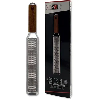 Unyqoos® REDSALT® Premium Zester-Reibe aus Edelstahl mit Holzgriff – Zitrus-, Ingwer-, Karotten- und Parmesanreibe für die professionelle Küche