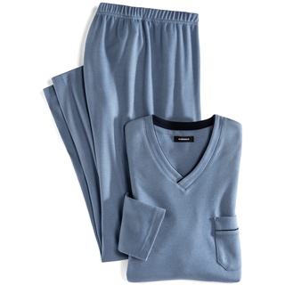 Walbusch Herren Wohlfühl Schlafanzug Easycare einfarbig Jeansblau 52