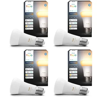 Philips Hue Bundle - 4X White Ambiance 1100 A60 E27 Smart Bulbs | Dimmbare LED, warmes bis kühles Licht, App & Sprachsteuerung, funktioniert mit Alexa, Google Home & Apple HomeKit