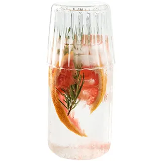 SUNFECILI Wasserflasche, Nachttisch-Wasserkaraffe mit Trinkglas, Glas-Nachttisch-Wasserkaraffe-Set, Klares Glas, Nachttisch-Nachtkrug und Tasse, Glas-Mundspülflasche für Schlafzimmer, Büro, Hotel(#4)