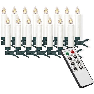 IC Winterworld LED-Christbaumkerzen 15 kabellose LED Weihnachtsbaumkerzen mit Fernbedienung, Komplett-Set, flammenlose Kerzen mit Tropfen, perfekte Alternative zur Lichterkette weiß