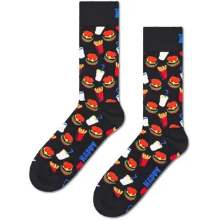 Happy Socks Hamburger Baumwolle Socken Damen Herren Schwarz - 41-46