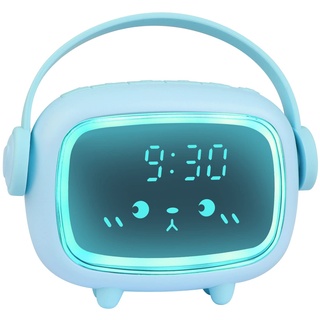 Ayybboo Wecker Kinder,Digital Kinderwecker für Mädchen Jungen,Digitaluhr Engel Wecker Uhr Wecker mit Lichter und Schlummerfunktion (Blau)