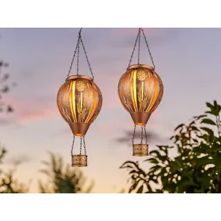 2er Sets Solarballon außergewöhnliche Gartenleuchten Solarleuchten Balkon H:46cm