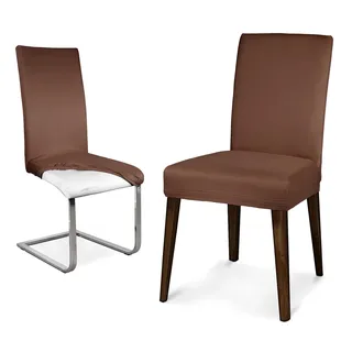 BEAUTEX Stuhlhussen Mikrofaser Stühle & Schwingstühle 8er Set Braun | 95% Polyester, 5% Elasthan, weiche Mikrofaser, elastisch, Rundum-Gummizug, 30 °C waschbar, faltenarm & formstabil