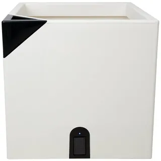 ONDIS24 Blumentopf Aqualight Smarter Pflanzkübel mit LED Wasseranzeige, integriertes Bewässerungssystem weiß 43 l | 38,5 cm x 39 cm x 38.5 cm