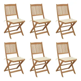 vidaXL Klappbare Gartenstühle 6 Stk. mit Kissen Massivholz Akazie
