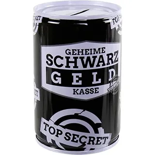 Michel Toys Blech Spardose mit Spruch 6x10,2 cm (Schwarzgeldkasse)