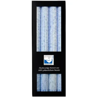 Premium Stearinkerzen Set (4er/8er) – Lange Stabkerzen 25x2,2 cm mit Kristall-Struktur – 100% Pflanzlich – 10h Brenndauer – Edle Tafelkerzen für Hochzeit, Deko, Gastro (Blau, 4er Pack)