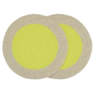 REMEMBER Baumwoll-Tischsets Lime, 2er-Set - 2 farbig - gelb/grau
